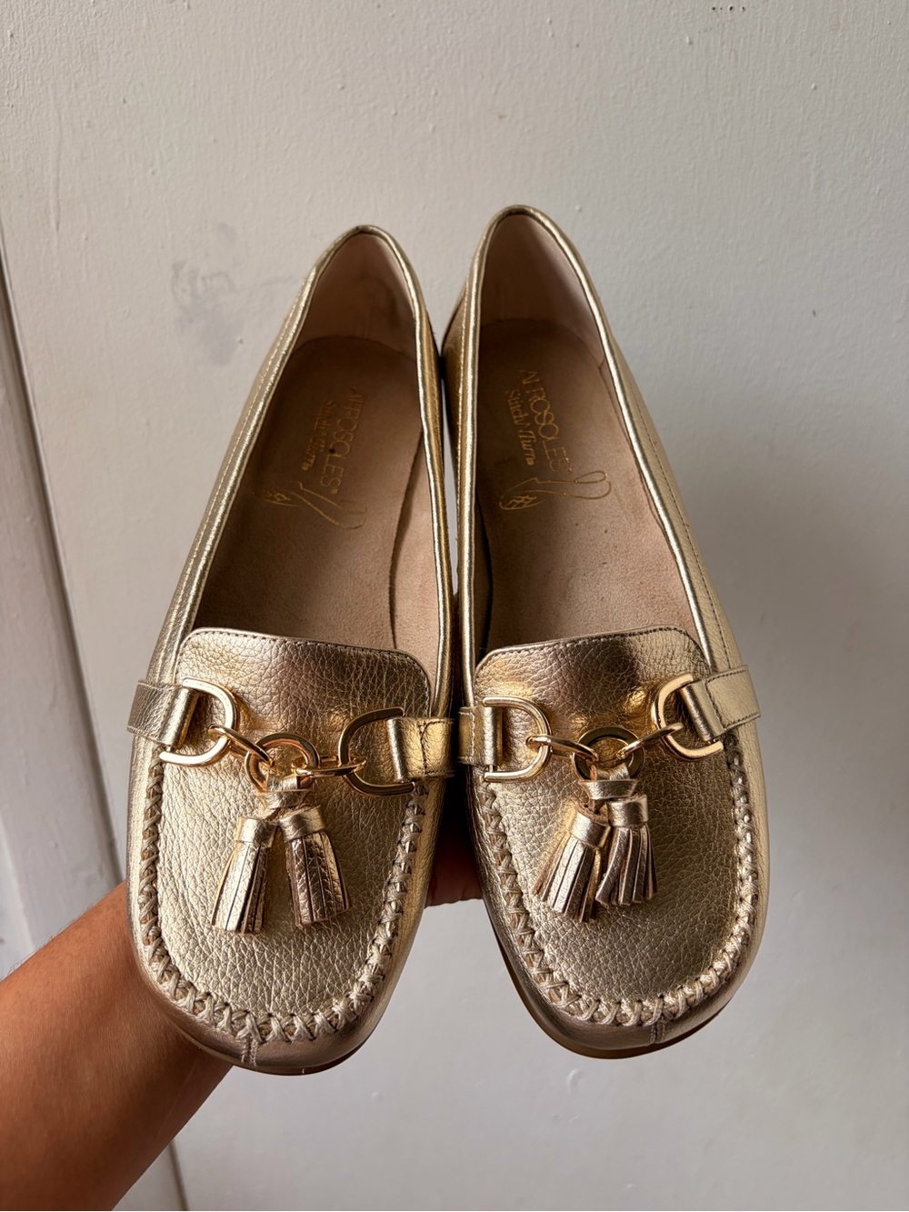 AEROSOLES Metallic Gold Tassel Loafers